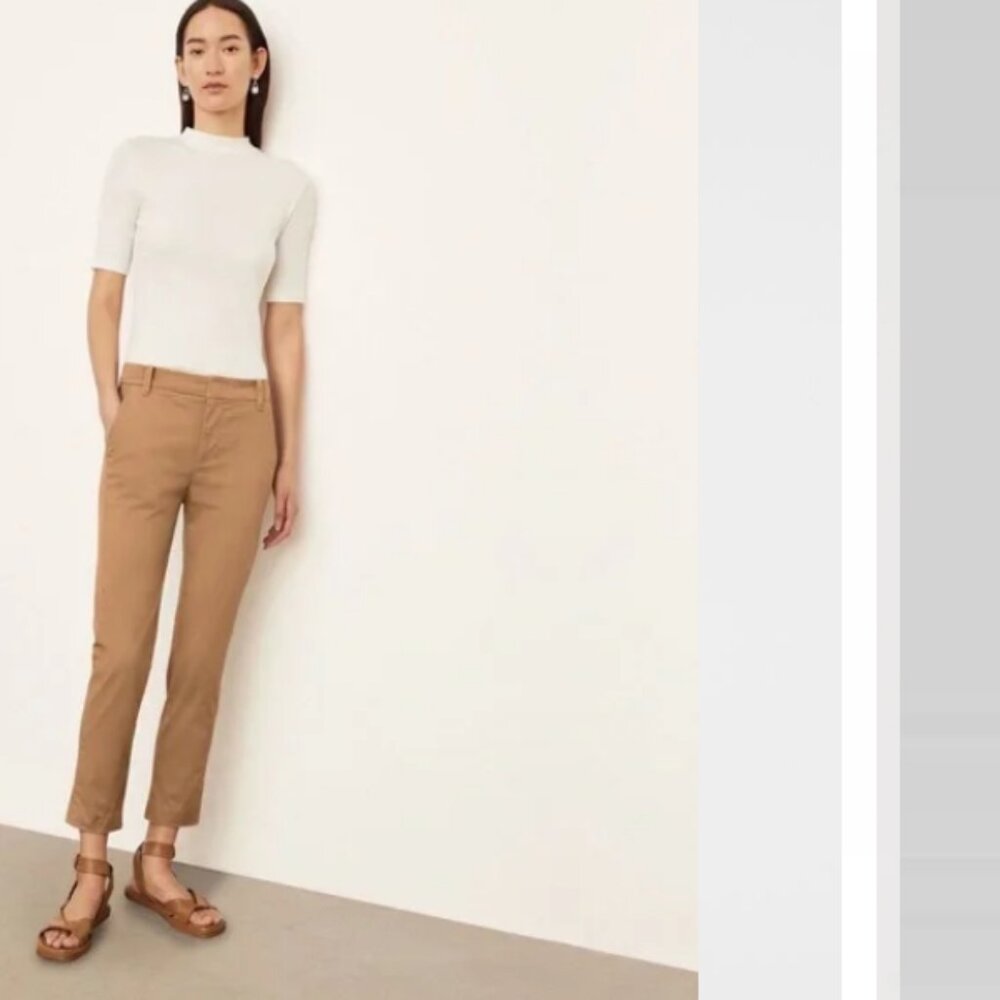 Vince Stretch Cotton Straight Leg Chino Trouser Pant Khaki 0
